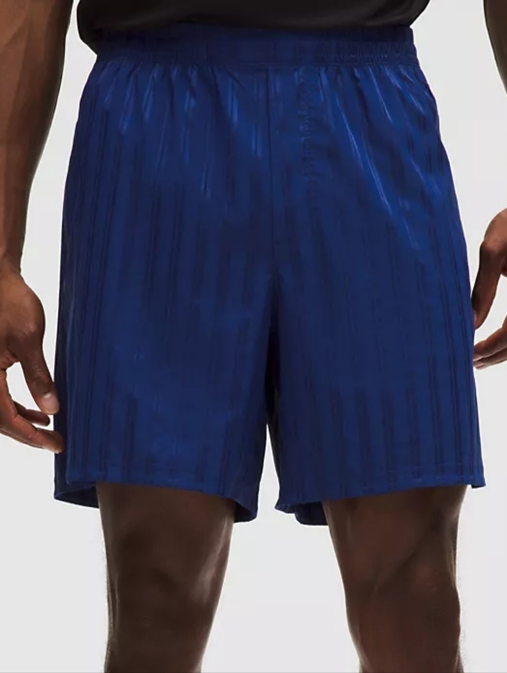 NWT Lululemon Mens Satin Stripe Linerless Short 7" Size XL $78 Club House Blue